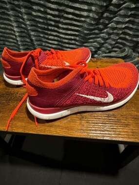 Nike Free 4.0 Flyknit Women's Running Shoes, Fire Red/Burgundy